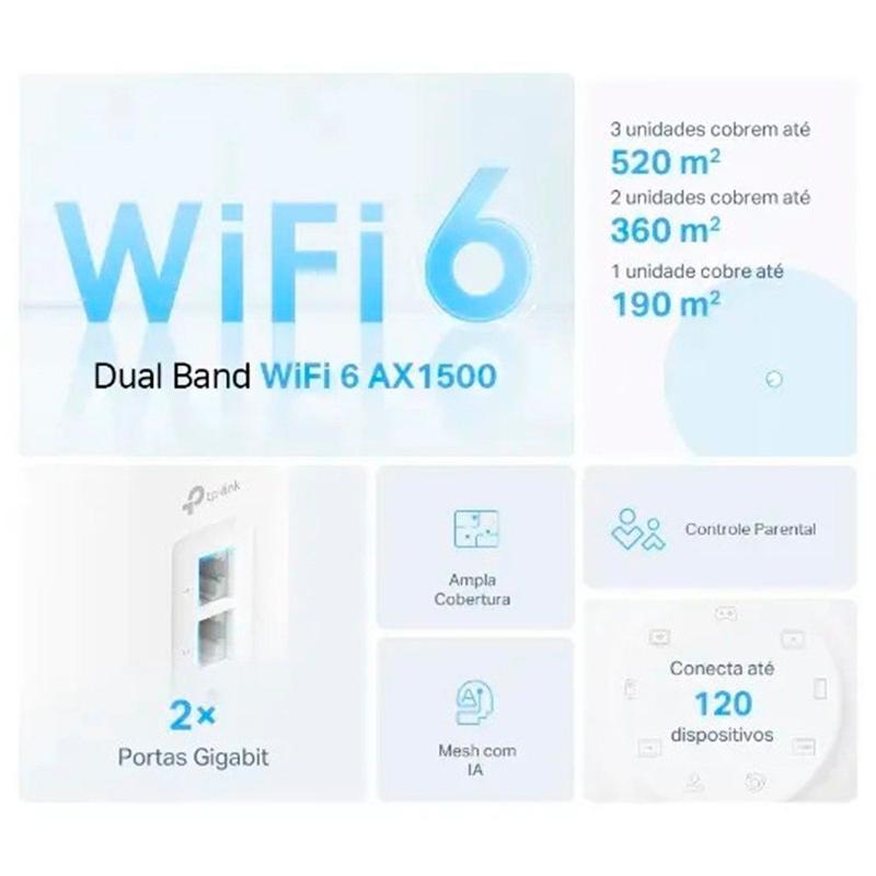 Roteador Mesh TP-Link Deco X10, Wi-Fi 6, AX1500, Dual-Band, 2